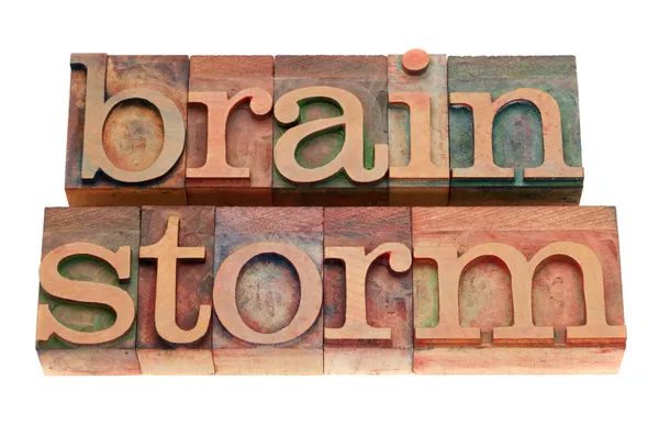 Καταιγισμός ιδεών λέξη letterpress τύπου — Φωτογραφία Αρχείου