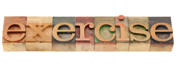 Ćwiczenia słowo w typ typografia — Zdjęcie stockowe