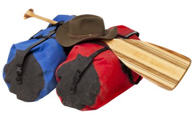 Paddle, hat and waterproof luggage clipart