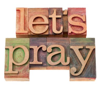 Let us pray in letterpress type clipart