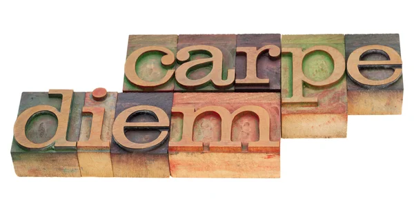 Carpe diem in letterpress type — Stock Photo, Image