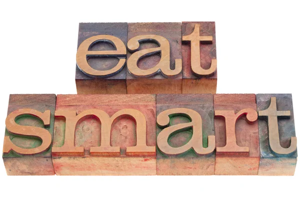 Mangiare intelligente nel tipo letterpress — Foto Stock