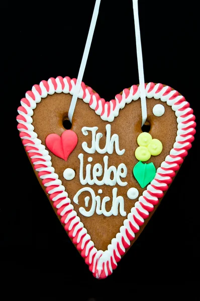 Gingerbread Oktoberfest Heart Saying Love You — Stock Photo, Image