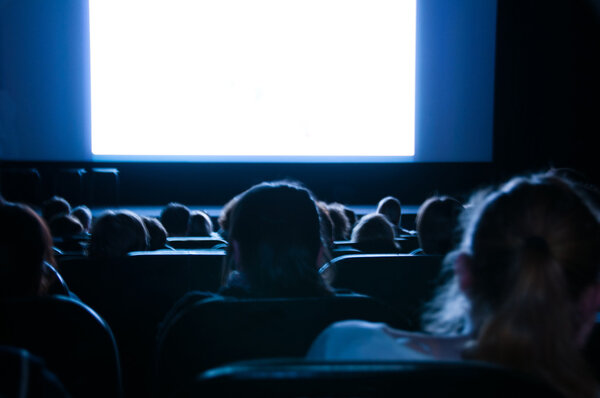 Blank cinema screen for your message to place on