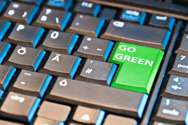 Vá a chave verde do computador — Fotografia de Stock