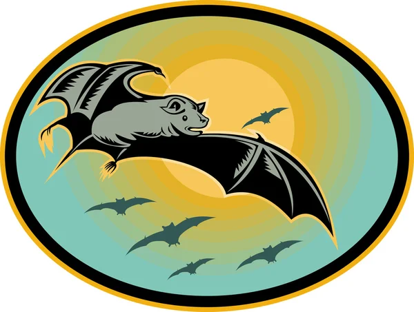 Bat flying with moon in background — Stock Photo, Image