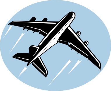 Jumbo jet airliner taking off clipart