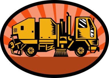 Treet sweeper truck side view clipart