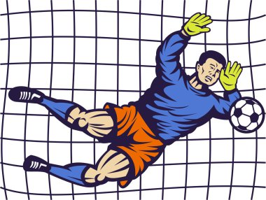 Soccer football goalie keeper saving goal clipart