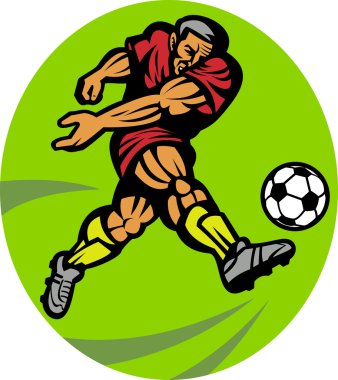 Soccer player kicking the ball clipart