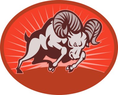 Bighorn sheep or ram attacking clipart