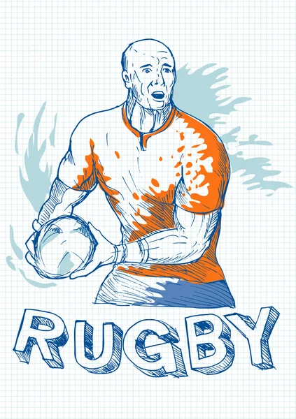 Gracz rugby, działa i przechodzącą piłkę — Zdjęcie stockowe