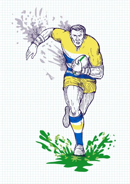 Giocatore di rugby che corre e passa palla — Foto Stock