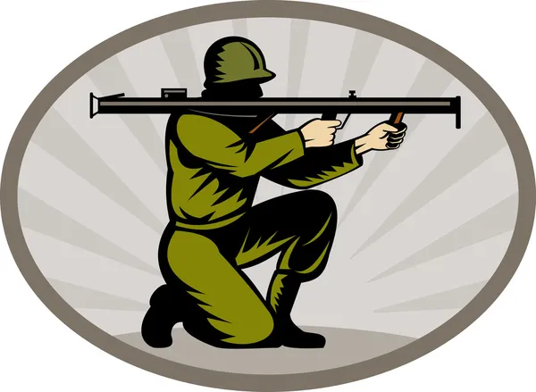 Andra världskriget soldat syftar bazooka sida — Stockfoto
