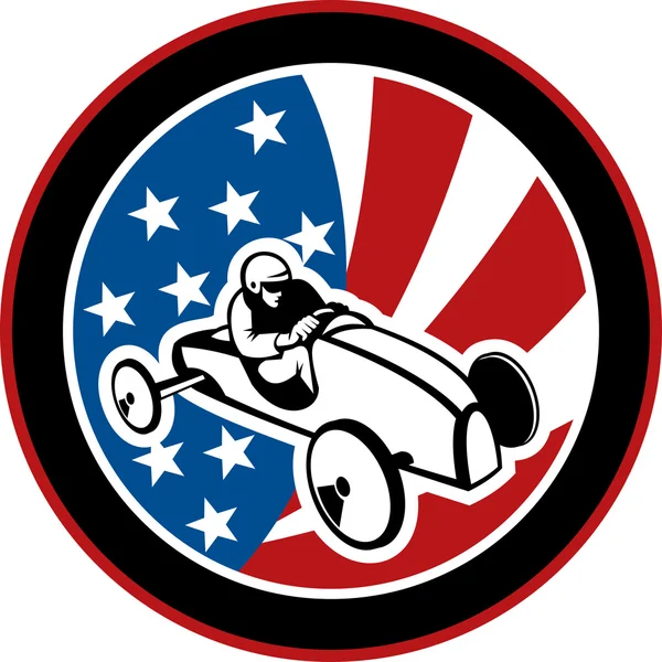 Amerikan sabun kutusu derby araba ile yıldızlar ve çizgiler — Stok fotoğraf