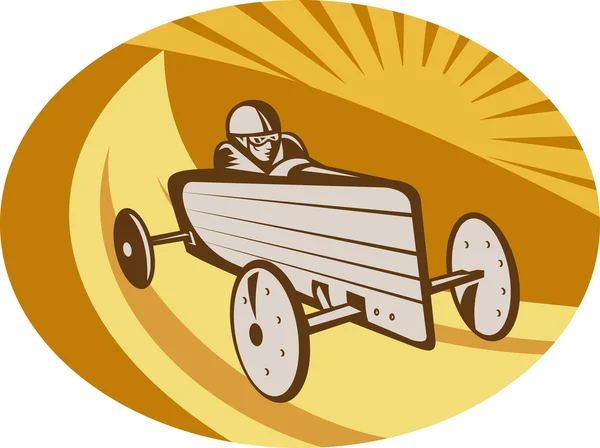 Caixa de sabão derby car racing com sunburst — Fotografia de Stock