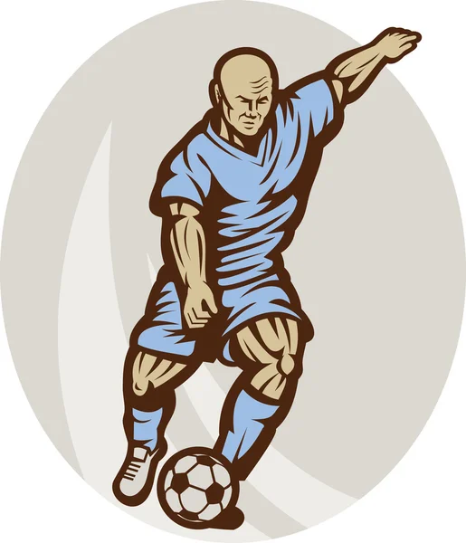 Piłkarz kopie piłkę — Zdjęcie stockowe