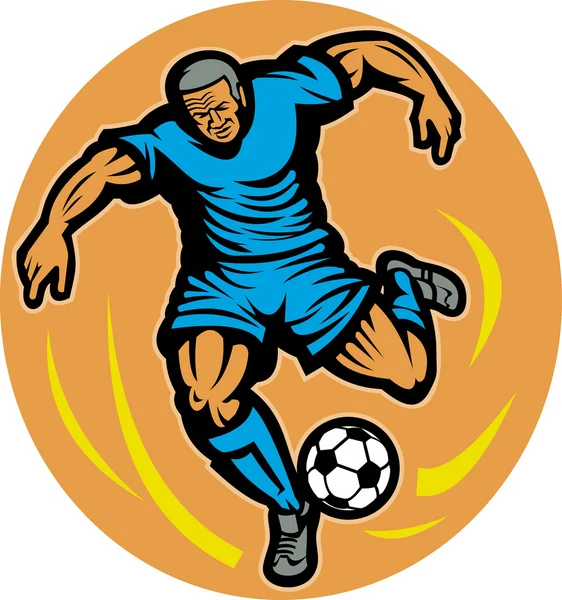 Soccer player kicking the ball — Stock Photo, Image