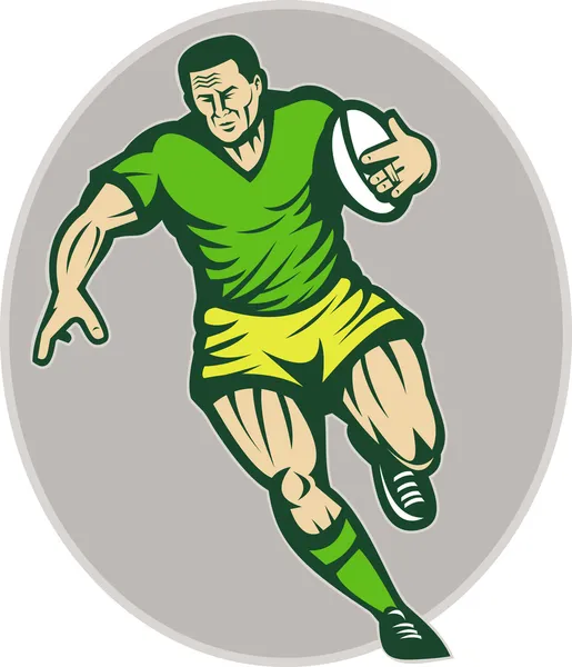 Jogador de rugby correndo com bola — Fotografia de Stock