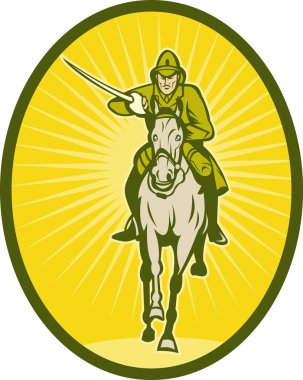 Hussar lighthorseman cavalry charging clipart