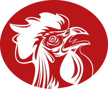 Rooster cockerel crowing clipart