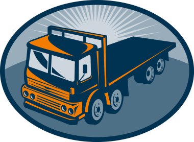 Flatbed truck viewed from a high angle clipart