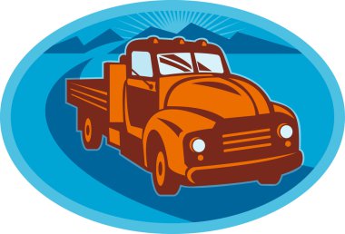 Vintage pick-up cargo farm truck clipart