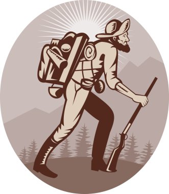 Miner prospector hunter trapper hiking clipart