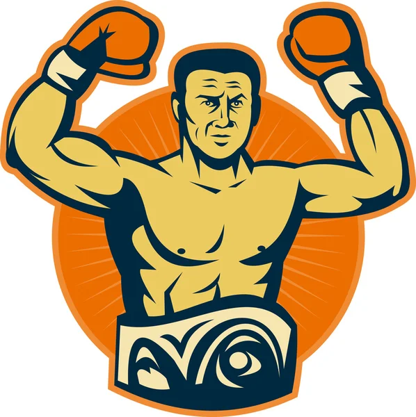 Boxeador campeón con cinturón de campeonato — Foto de Stock