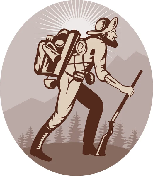 Miner prospector hunter trapper hiking — Stock Photo, Image