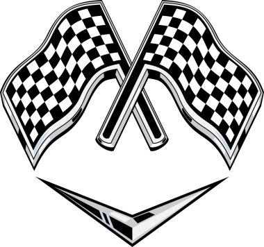 Metallic racing checkered flag crossed clipart