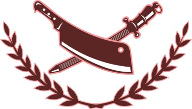 Butcher's knife and blade sharpener clipart