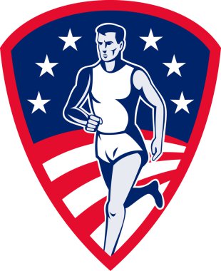 Amerikan maraton atlet spor koşucusu kalkanı