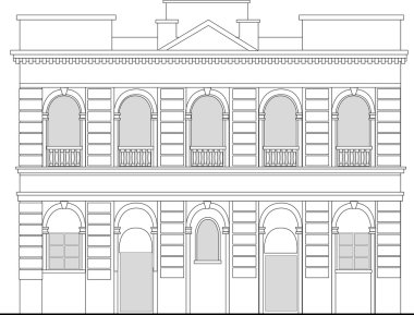 Heritage mansion building clipart