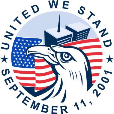 9/11 memorial american eagle flag twin towers clipart