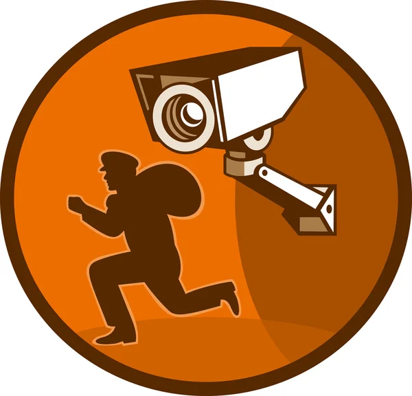 Zabezpieczenie nadzoru aparat włamywacz złodziej działa — Zdjęcie stockowe