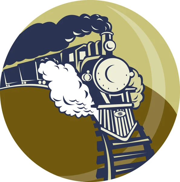 Comboio a vapor ou locomotiva a subir — Fotografia de Stock