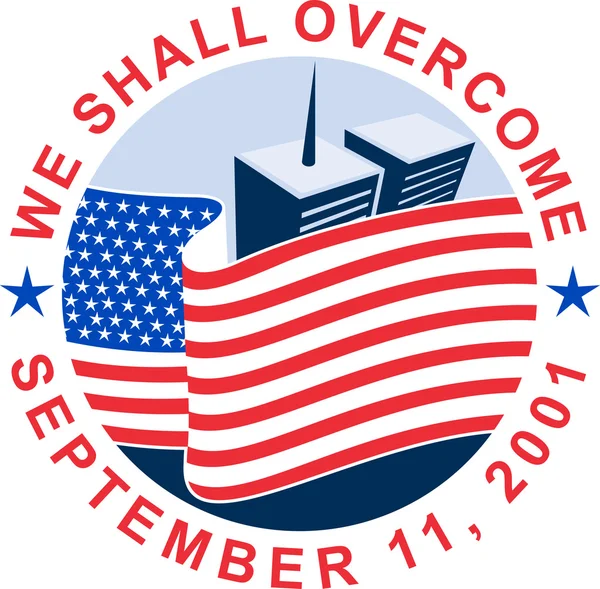 Американський прапор з близнюк вежі будівлі 911 — стокове фото