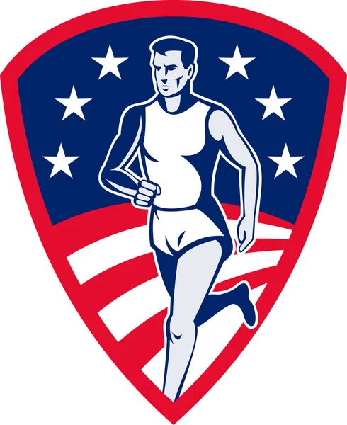 Amerikan maraton atlet spor koşucusu kalkanı — Stok fotoğraf