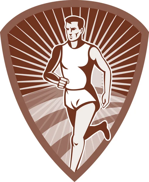 Maratona atleta esportes escudo corredor — Fotografia de Stock