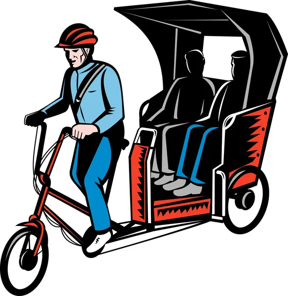 Rickshaw sürücü ve yolcu ile döngüsü — Stok fotoğraf