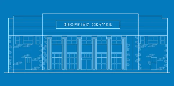 Centro comercial edificio delantero impresión azul — Foto de Stock