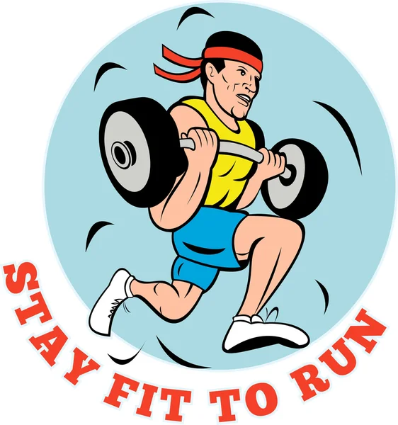 ジョギングの持ち上がる重量を走っている男 — ストック写真