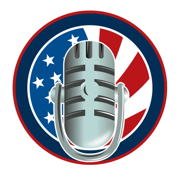 Mikrofon s americkou vlajkou na hvězdy a pruhy — Stock fotografie