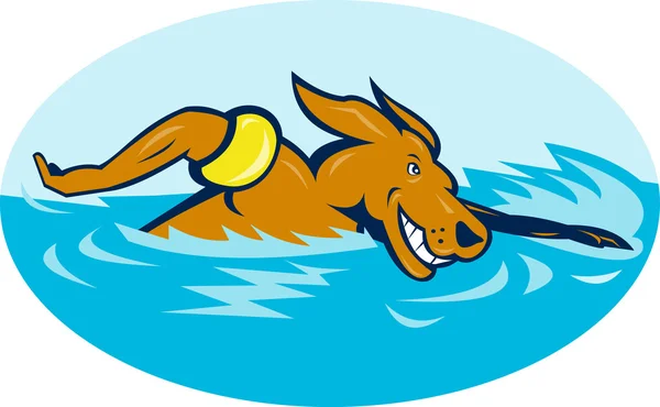 Pies Cartoon pływanie — Zdjęcie stockowe
