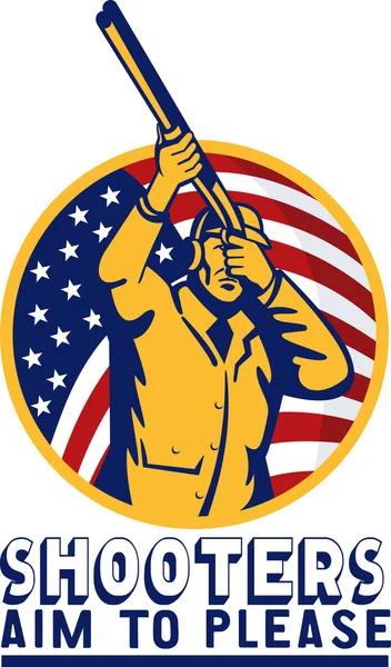Americký lovec zaměřené vlajky puška brokovnice — Stock fotografie