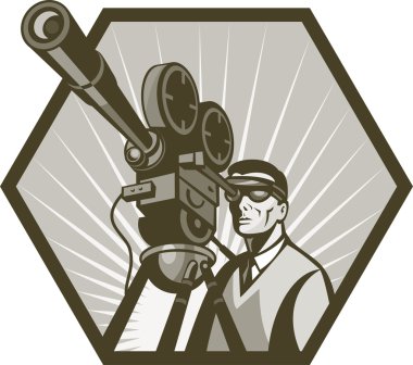 Vintage movie television film camera director clipart