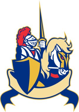 Knight on horse with lance and shield clipart