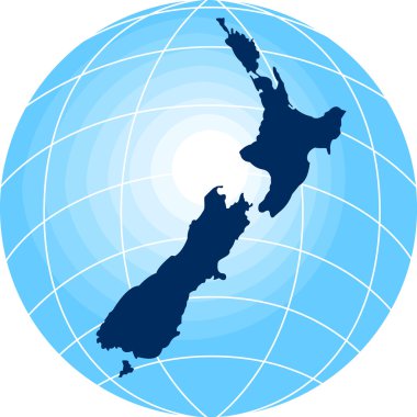 arka planda küre ile Yeni Zelanda Haritası