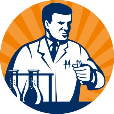 Scientist with laboratory apparatus test tube clipart